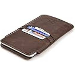 Dockem Dockem Handyhülle mit 2X Kartenfach für iPhone 14 Pro Max, 13 Pro Max, 12 Pro Max, 11 Pro Max, XS Max, 8 7 6 6S Schlanke Handytasche im Brieftaschenstil aus Kunstleder im Vintage Stil [Braun]